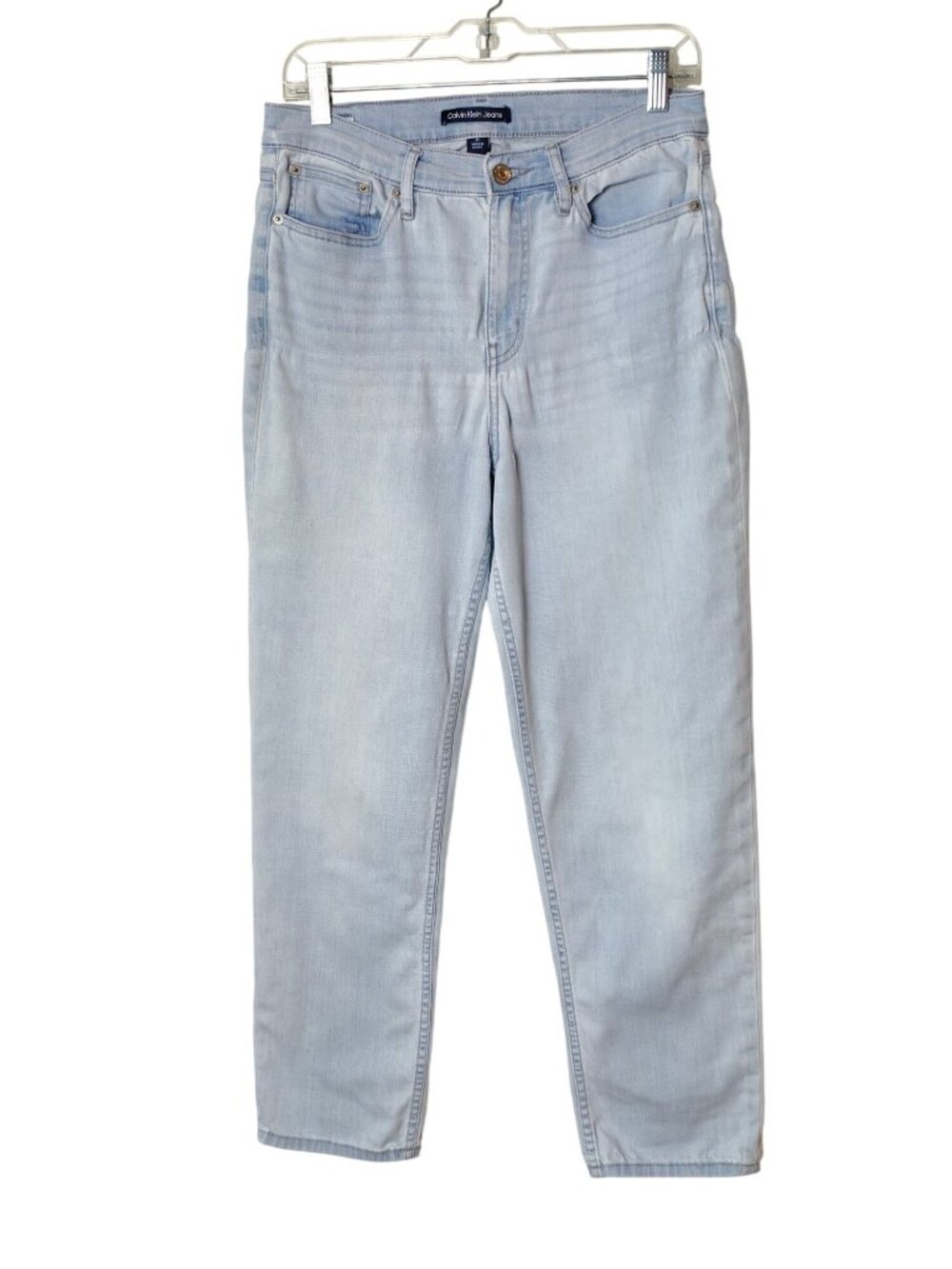 Calvin Klein Womens 30" Jeans Super Stretch Straight Light Wash Preppy Grunge